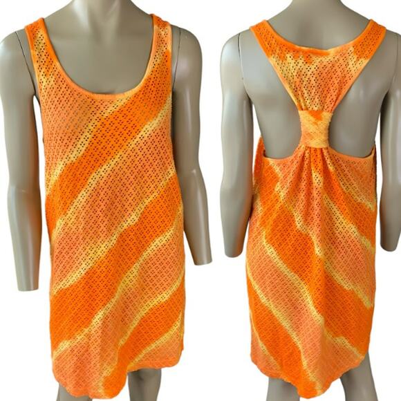 Cabana Other - Beach Cabana Vintage Swim Cover Up Eyelet Dress Size M 8/10 Orange 100% Cotton
